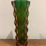 green and orange Murano vase