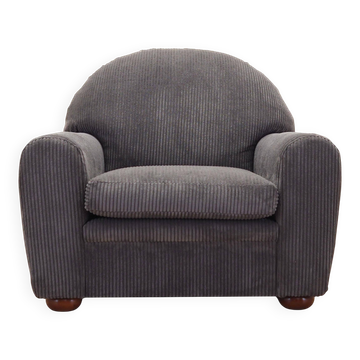 Fauteuil en velours gris, design italien, années 1980, production : Italie