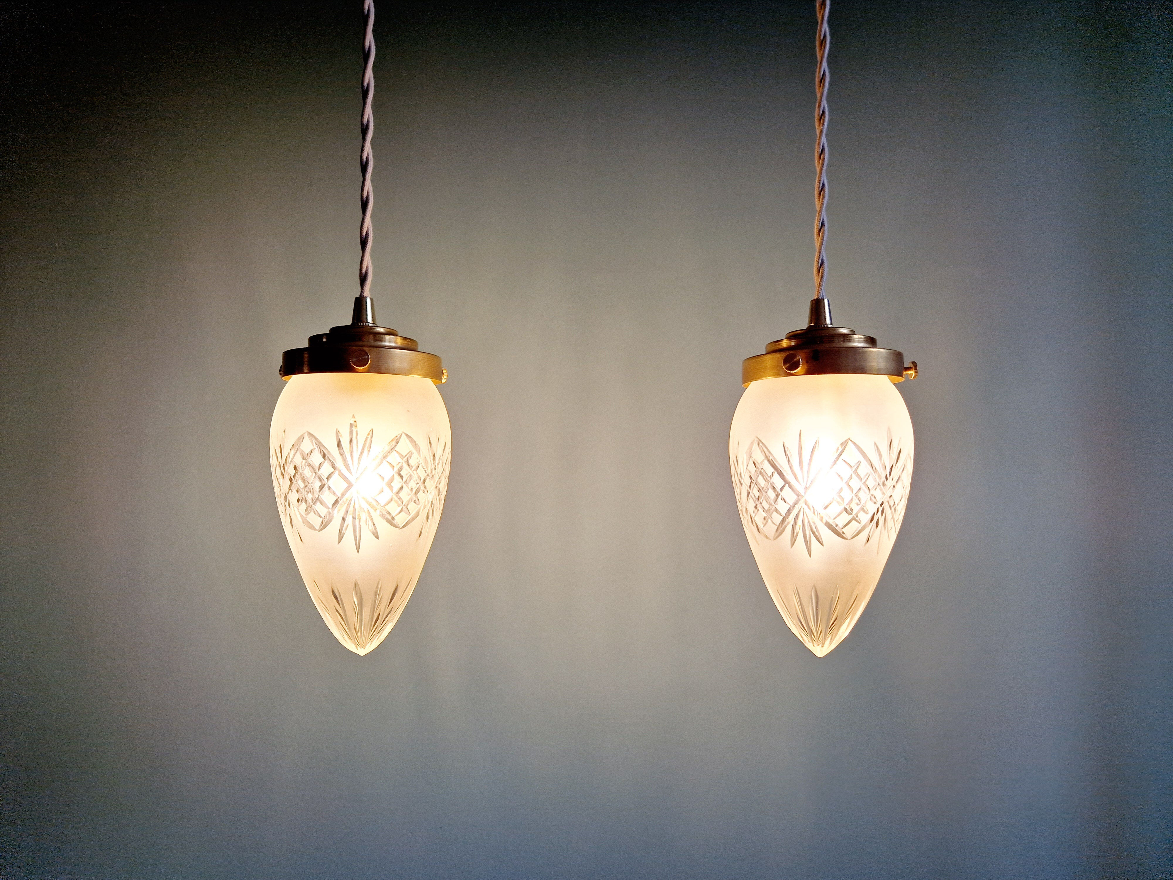 Frosted crystal suspension (3 available), early 20th century.