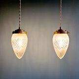 Frosted crystal suspension (3 available), early 20th century.