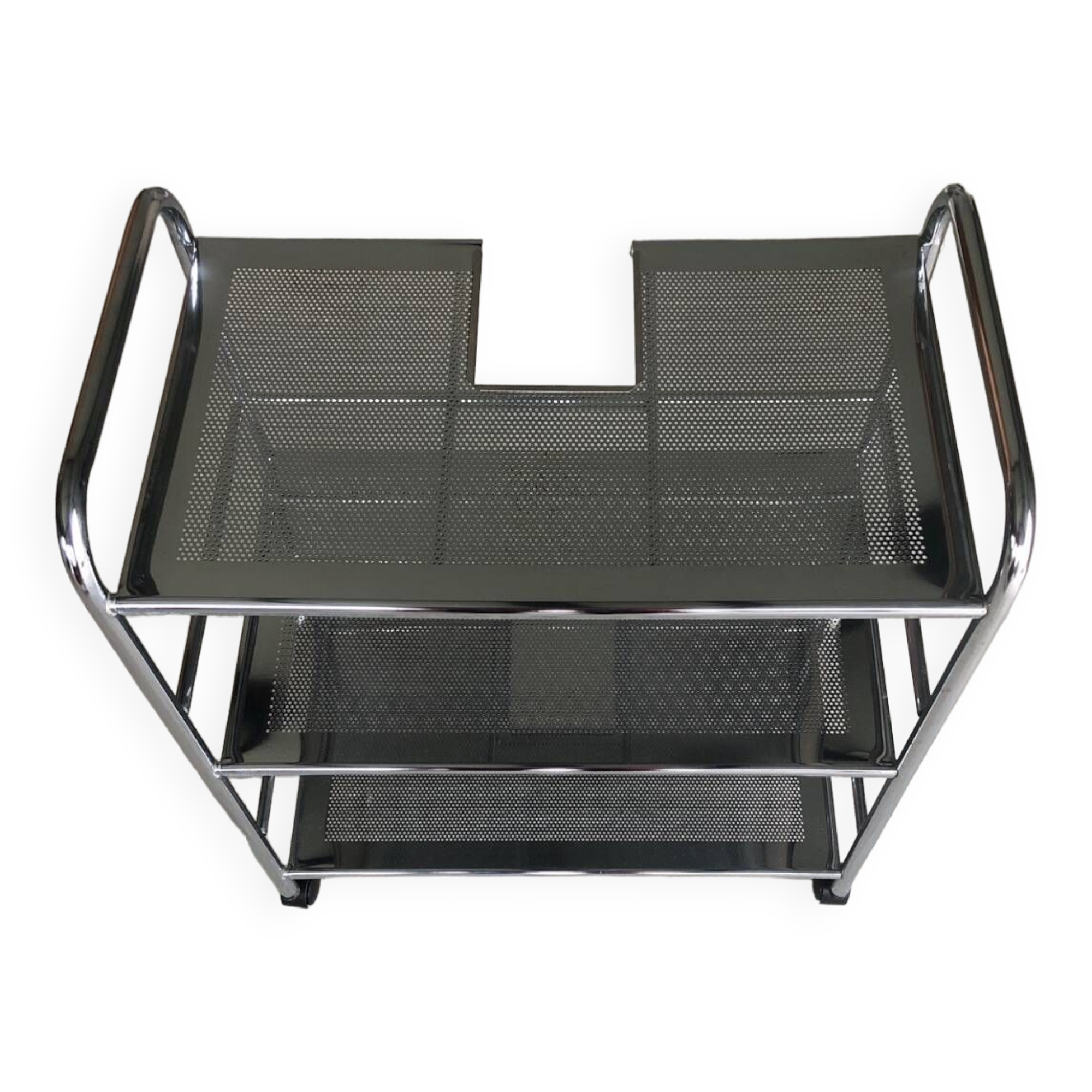 Industrial-style bathroom trolley on casters