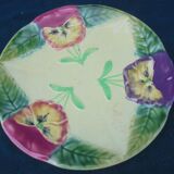 2 Plates in Barbotine Choisy le Roi décor de Pensées