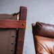 Siesta armchair by Ingmar Relling with ottoman — bentwood dark brown frame, cognac leather