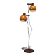 Vintage Hungarian adjustable floor lamp with two orange globe shades, circa 1970.