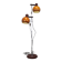 Vintage Hungarian adjustable floor lamp with two orange globe shades, circa 1970.