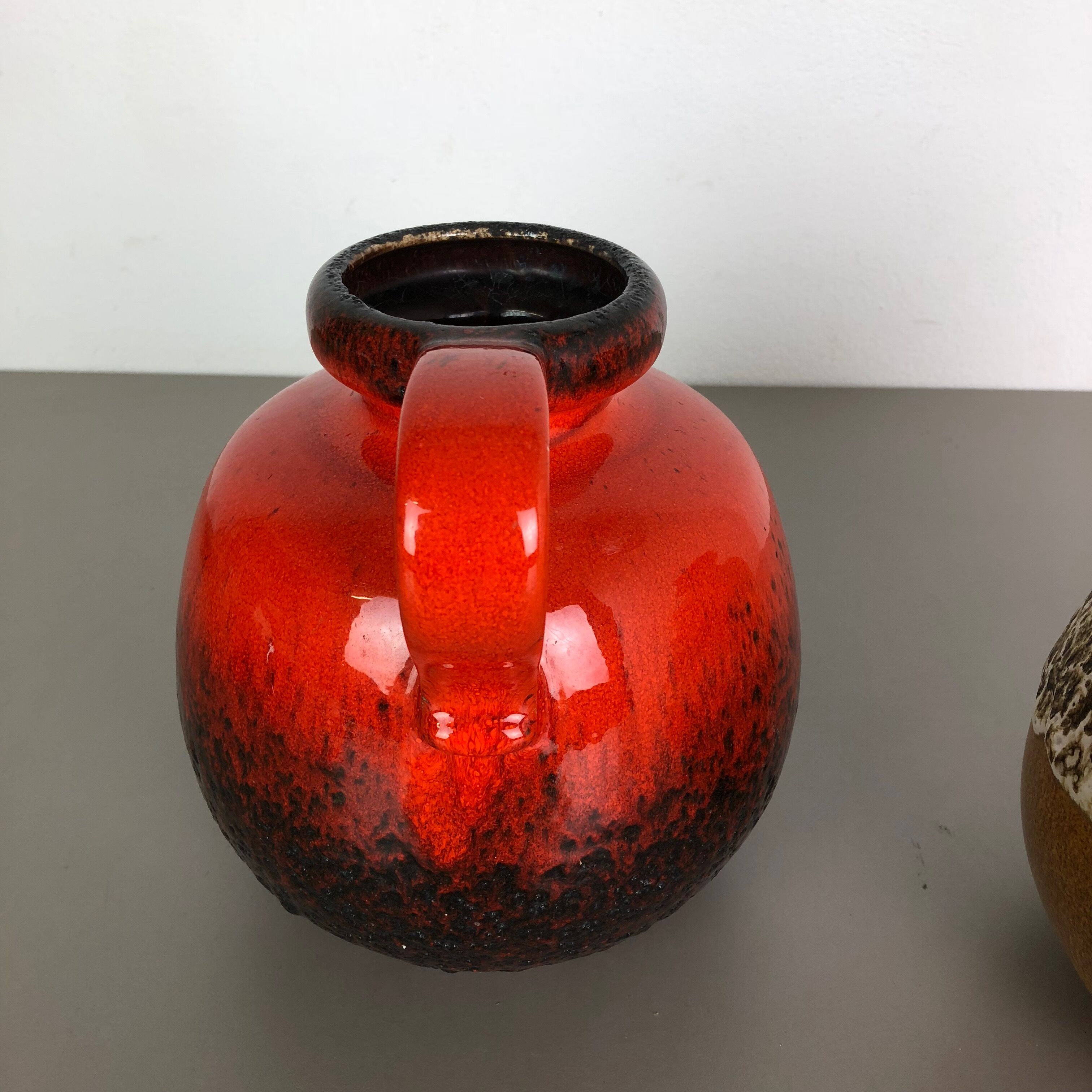 Set of Two Pottery Fat Lava Vases Model "484-21" Made by Scheurich Germany 1970s