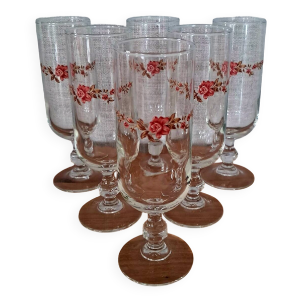 6 flûtes à champagne luminarc années 70