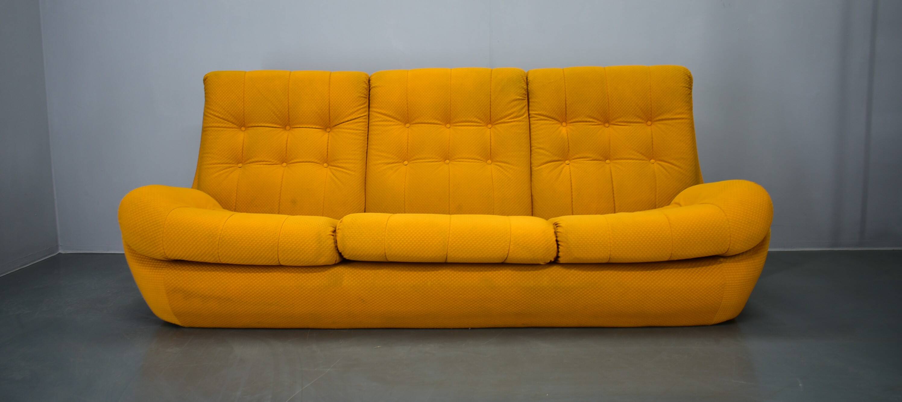 20th century, yellow Atlantis three-seater sofa, 1960s