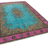 Handmade anatolian 1970s 209 cm x 326 cm turquoise rug
