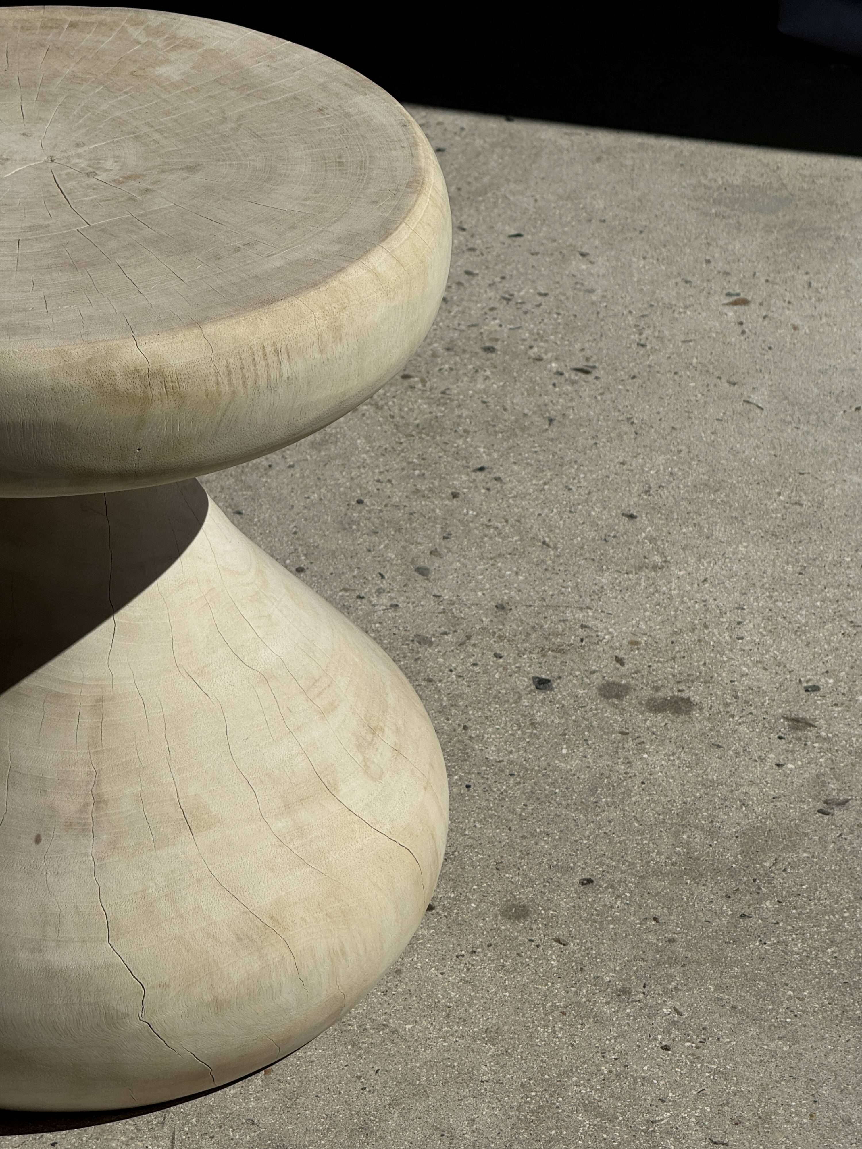 Pawn Bleach - Stool, side table, end table in solid mango wood
