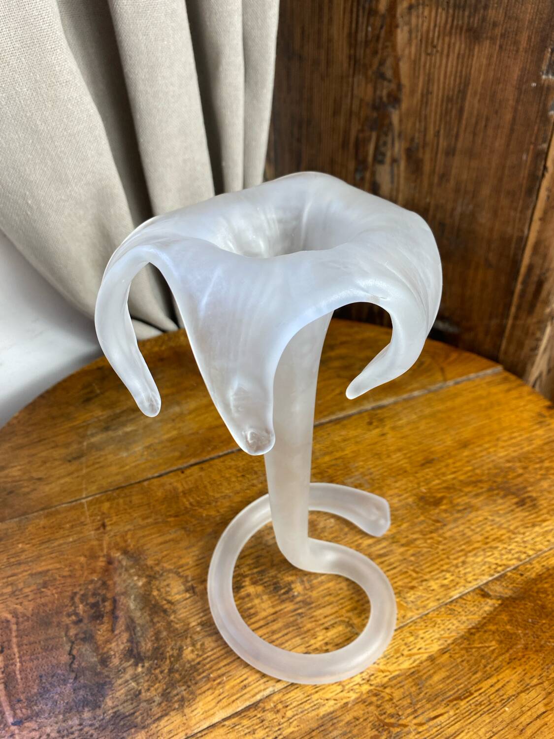 Frosted glass corolla flower vase