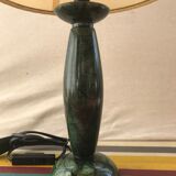 Ancient lamp column marble green veine noir - vintage beige lamp