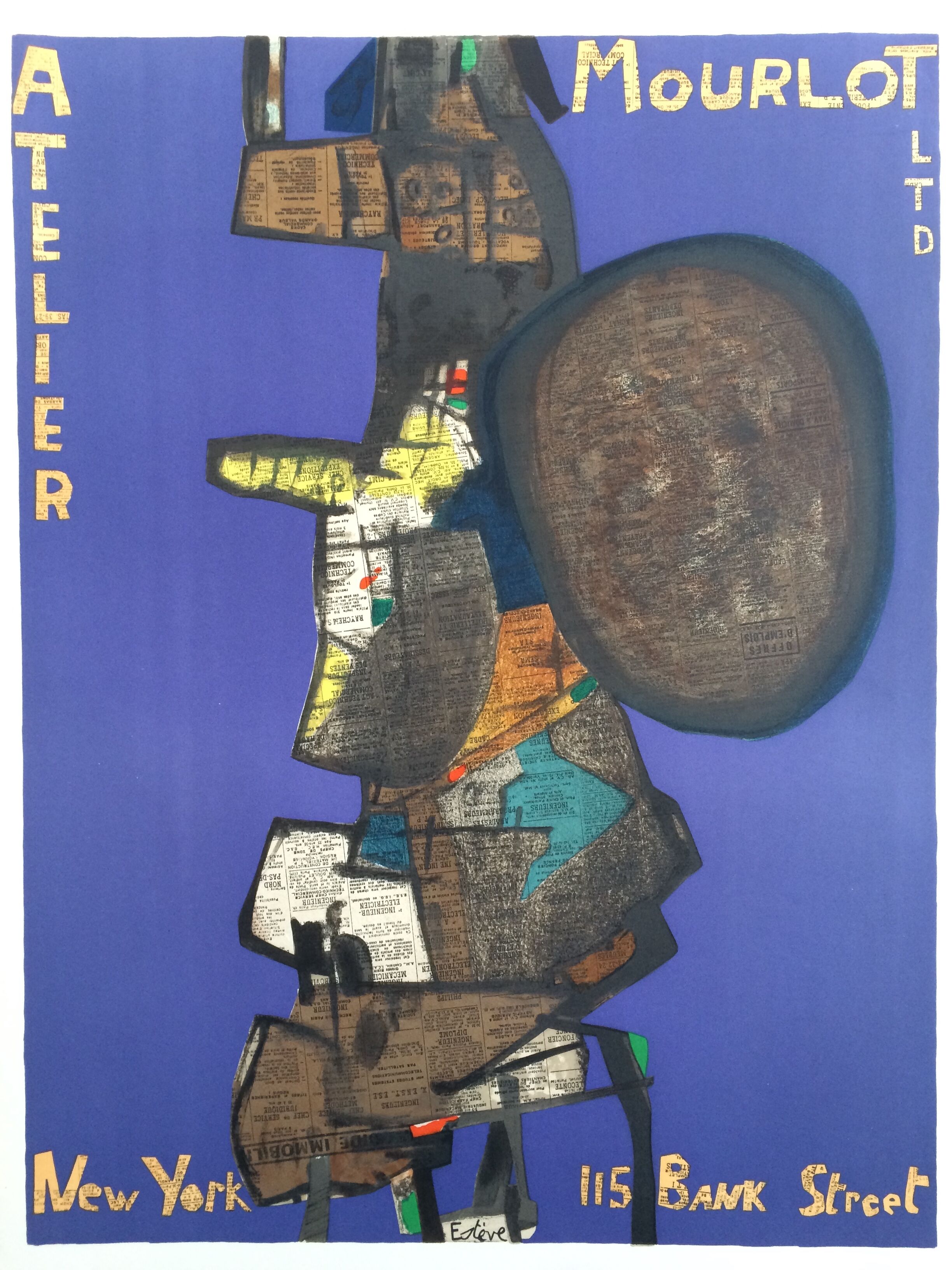 Maurice Esteve "Bank Street" Atelier Mourlot Ltd New York, 1967. Original exhibition poster