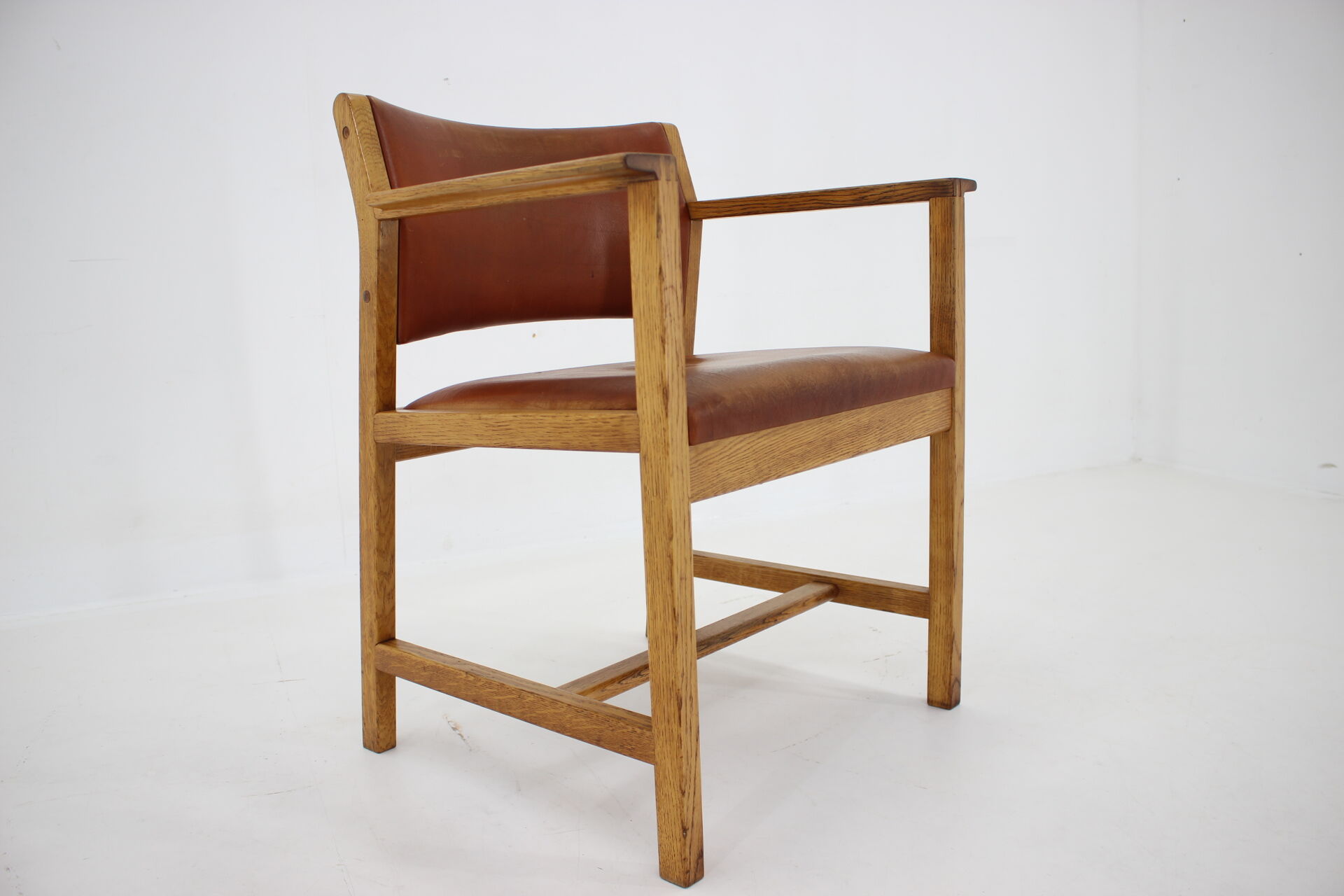 1960s Borge Mogensen Oak and Leather Desk Chair, Denmark