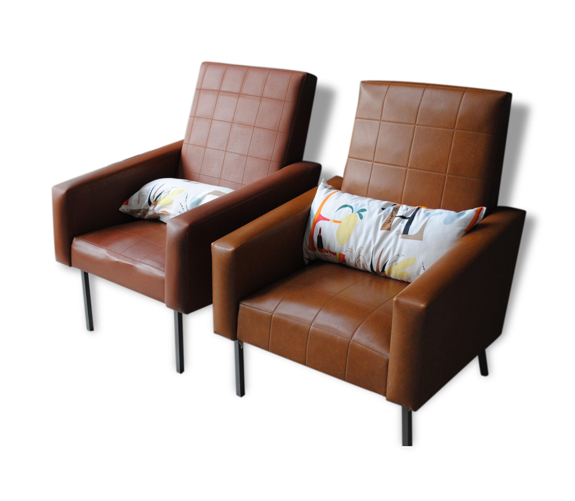 Paire de fauteuils simili cuir années 70 Vintage | Selency