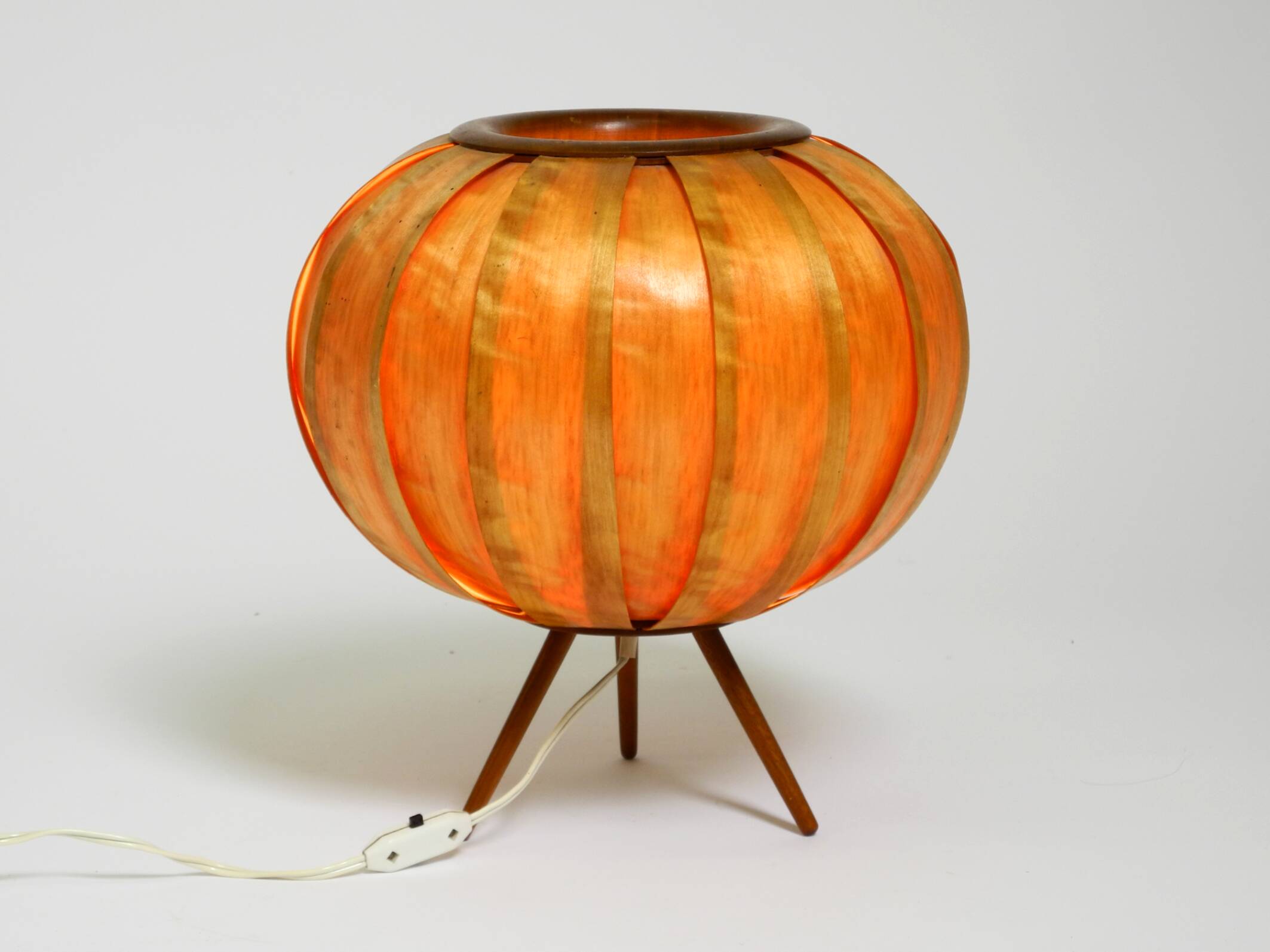 Large Mid Century Modern bentwood lamella tripod Table Lamp