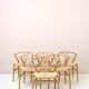 Set of six 'Wishbone chair' model chairs by Hans J. Wegner with leather cushions