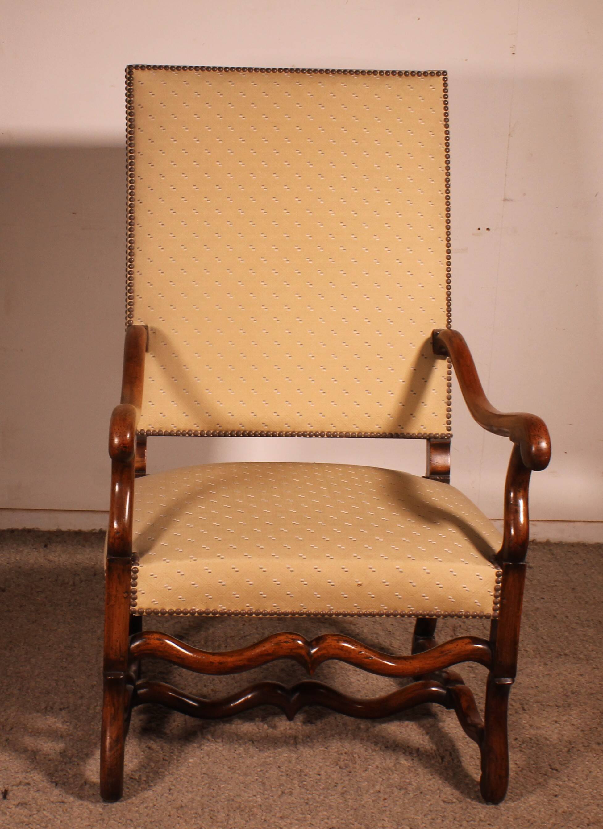 Louis XIV Style Armchairs in Sheep Bone in Walnut - 19th Century