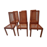 Set of 6 cane chairs, vintage Italian design, 1970s