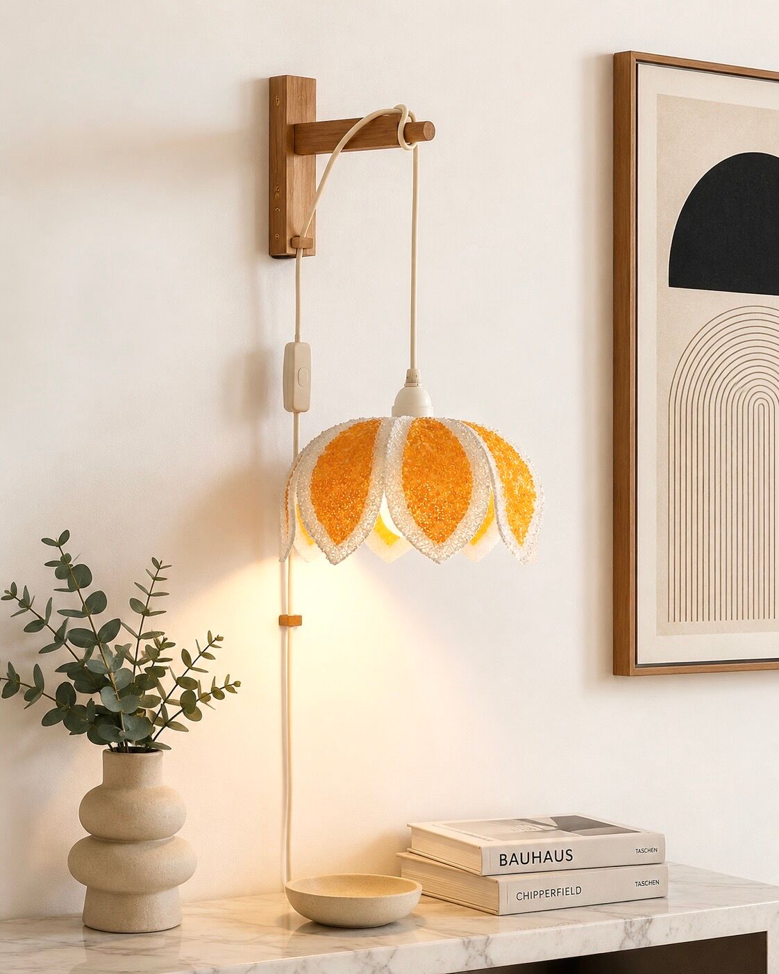 Suspension vintage fleur orange