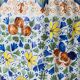 Polychrome Dutch Delft Table Lamp, Tichelaar Makkum, with New Loose Pleat Silk Shade