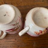 2 cups Sarreguemines U&C in fine earthenware decorations yellow and blue flowers
