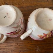2 cups Sarreguemines U&C in fine earthenware decorations yellow and blue flowers
