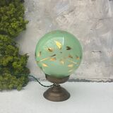 Globe table lamp in green opaline