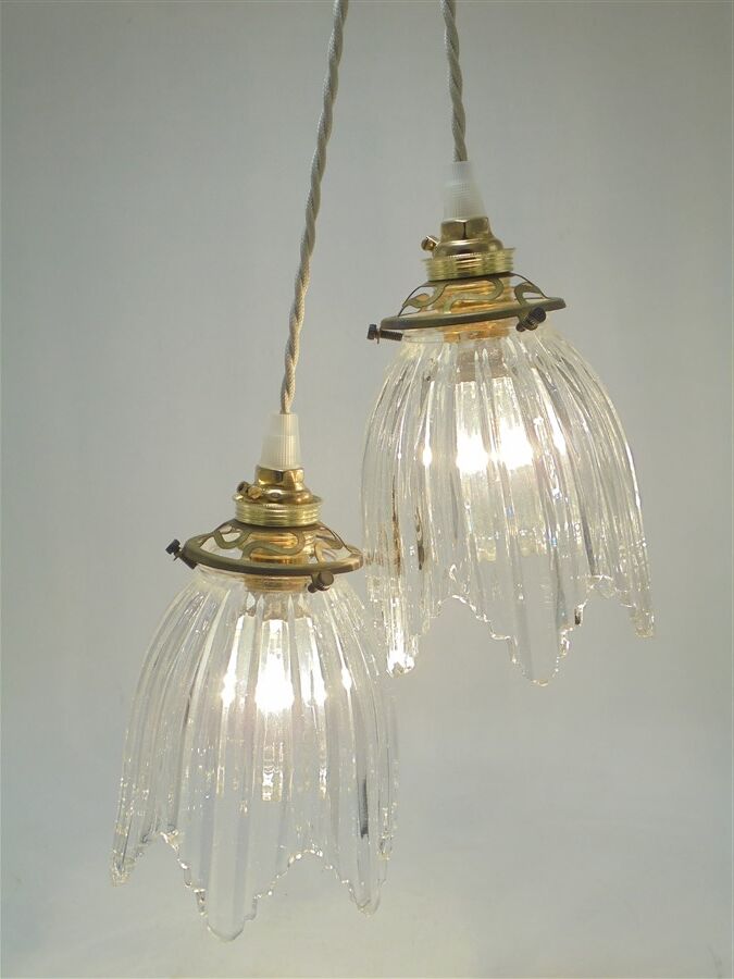 Pair of glass pendant lights