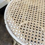 Stool in white curved beech and cane