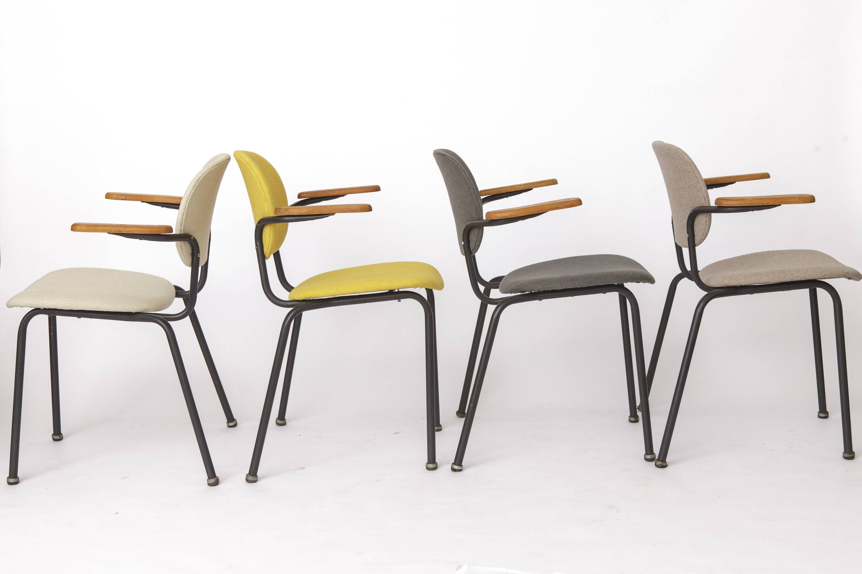 Set of 4 Vintage Armchairs 1950s Germany, Mid Century Modern Dining Chairs