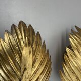 Lot de 2 appliques murales dorées à feuilles florentines de style hans kögl, italie, 1980