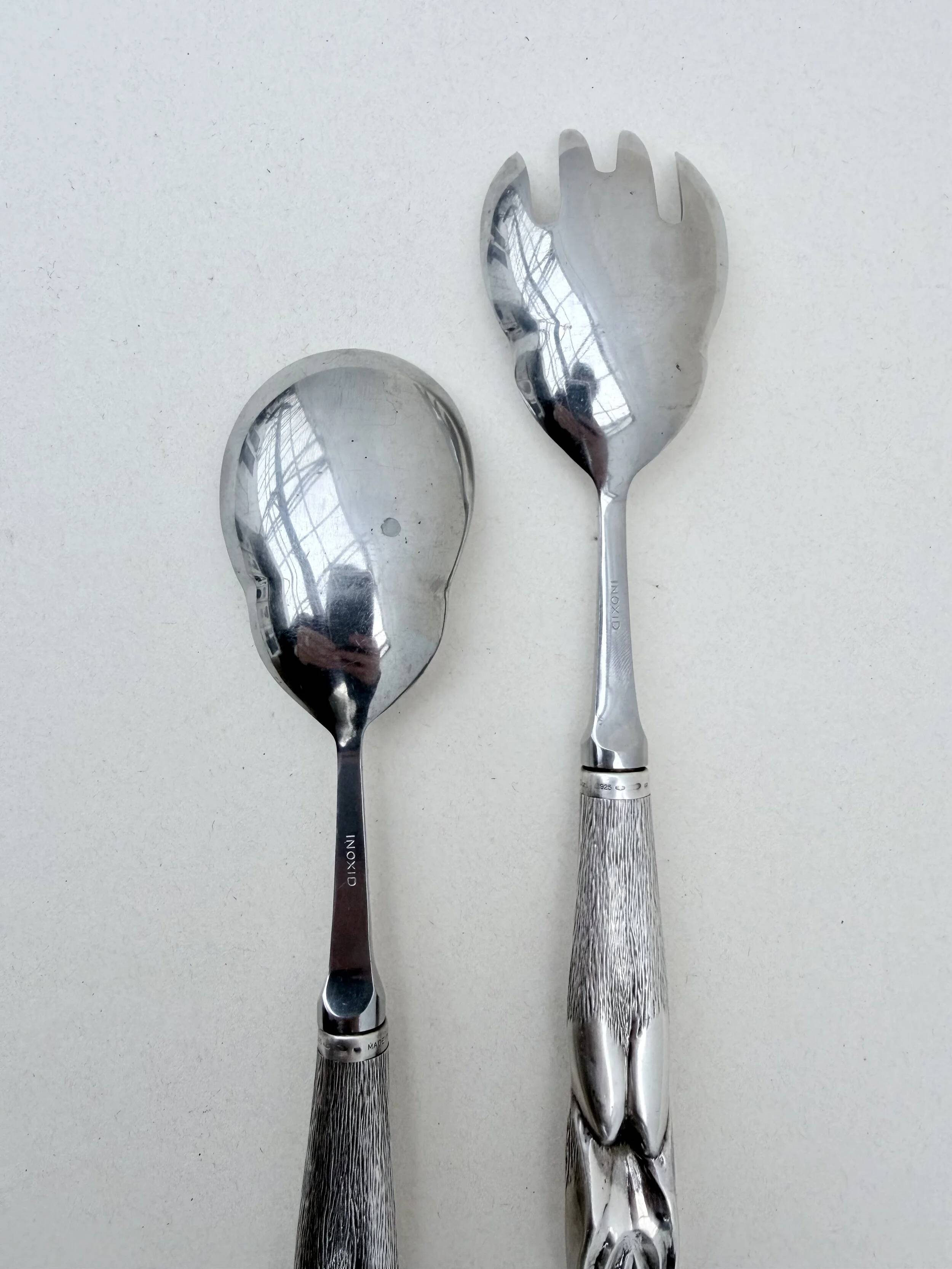 Christian Dior salad servers with 925 sterling silver handles, Italy