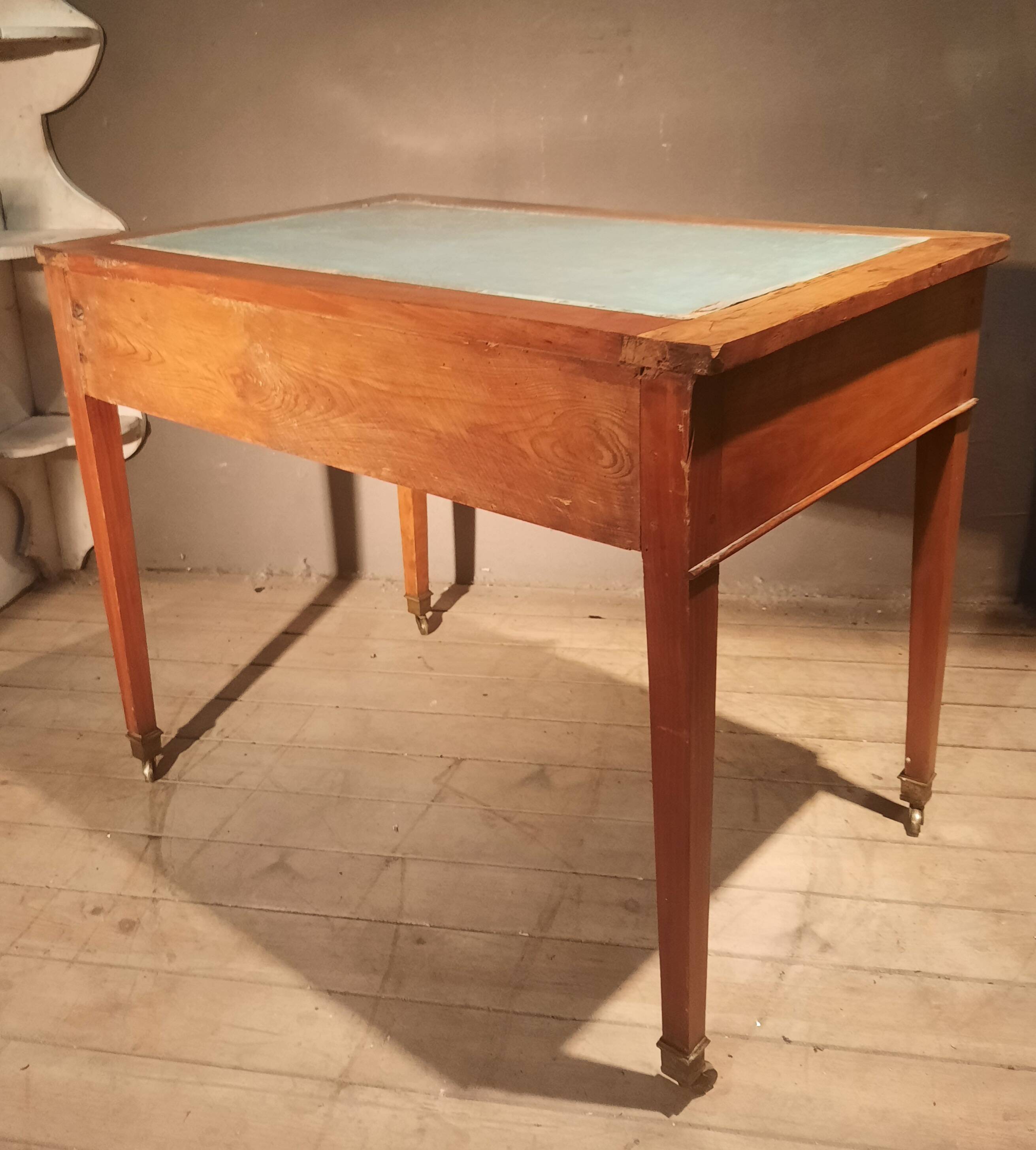 Yellow wooden writing table
