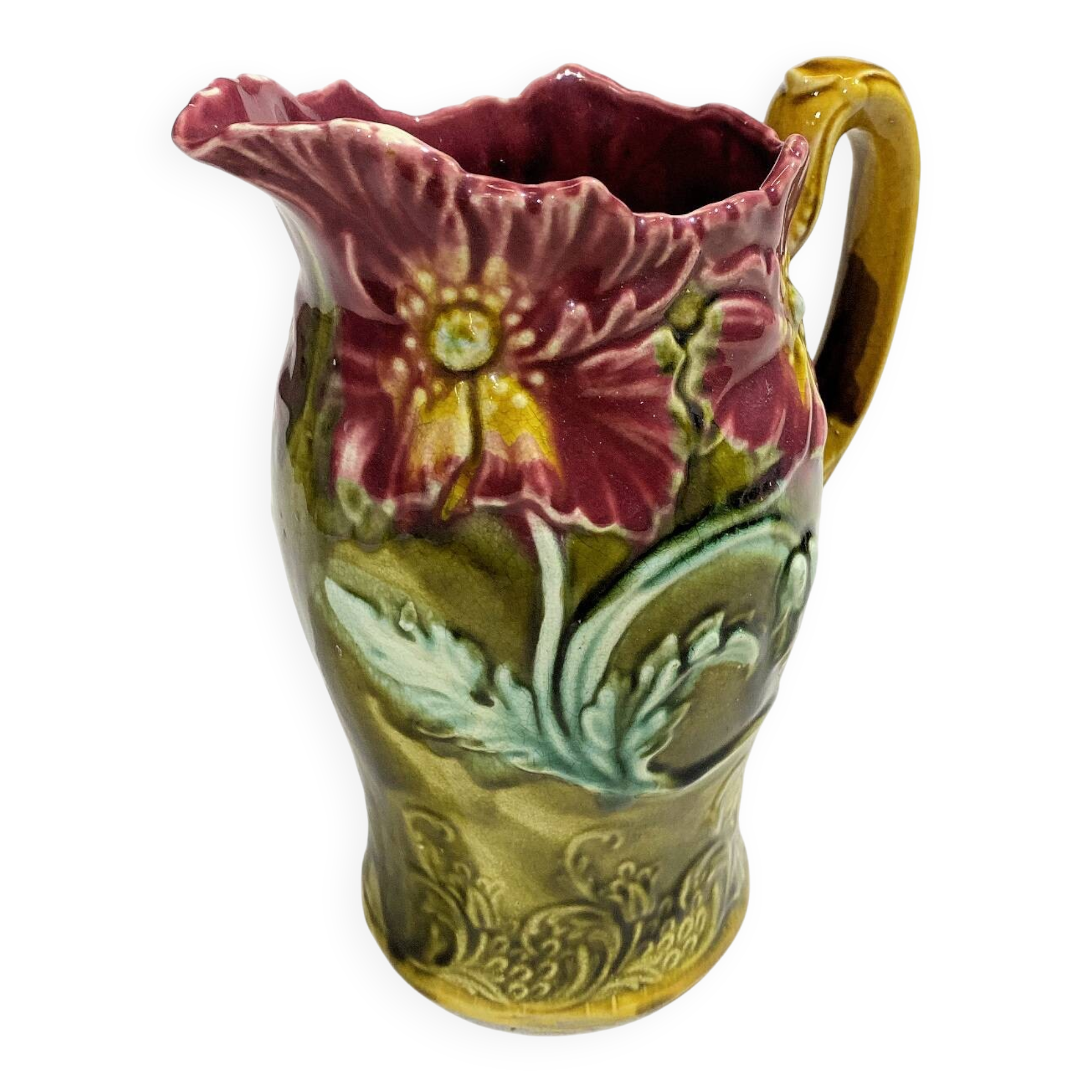 Pichet barbotine, faïencerie Onnaing, modèle n° 745