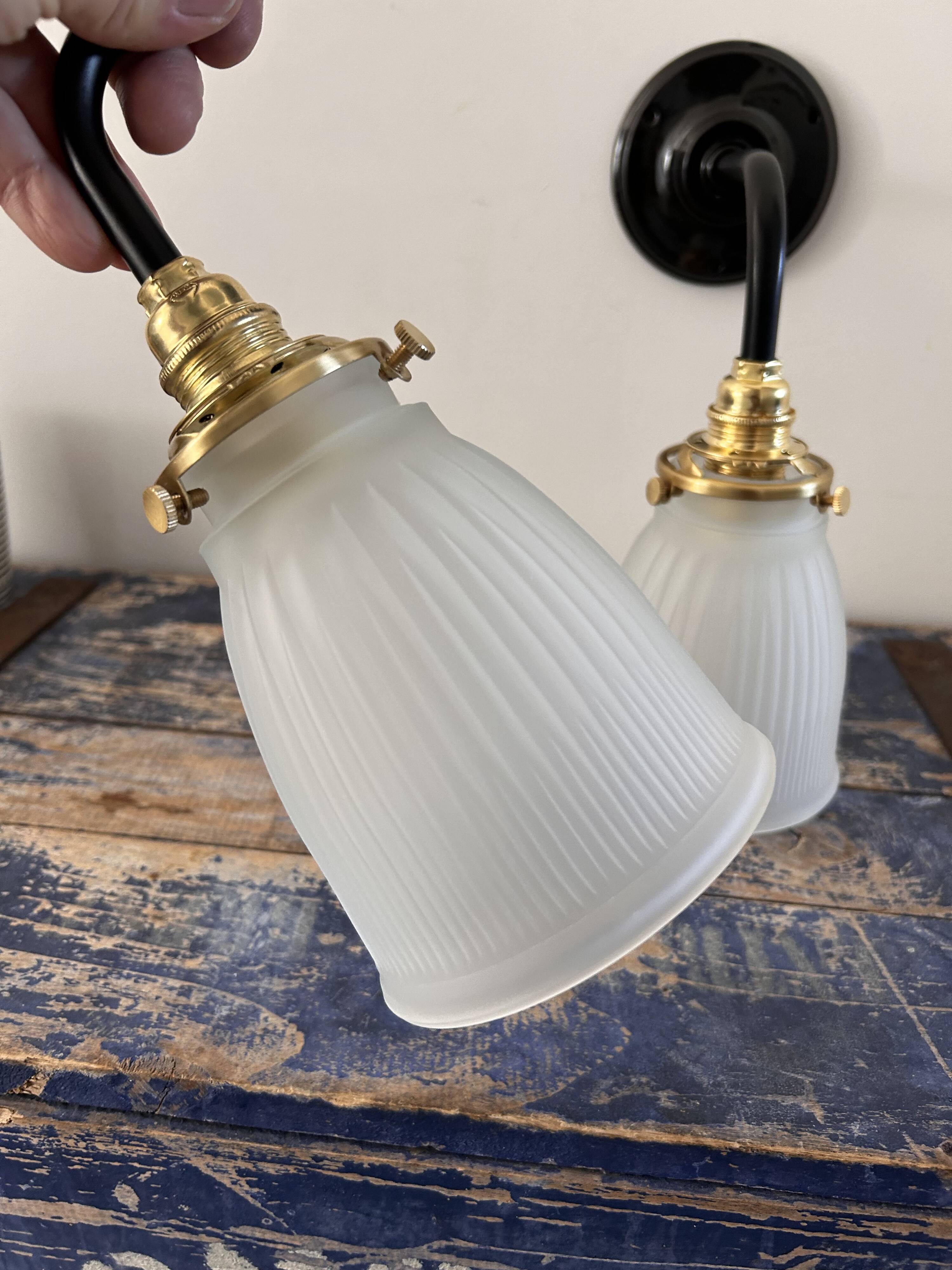 Pair of glass and ceramic wall lights