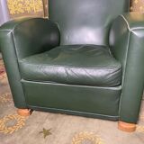 Paire de fauteuils Club cuir vert Poltrona Frau édition limitée