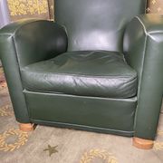 Pair of Poltrona Frau Green Leather Club Armchairs Limited Edition
