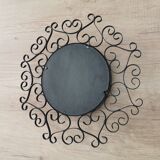 Vintage witch round mirror with wrought iron - 38cm