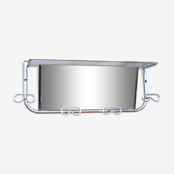 Porte manteau miroir en métal aluminium vintage années 60