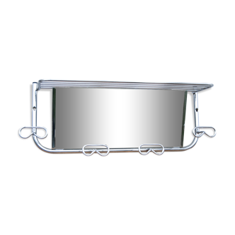 Porte manteau miroir en métal aluminium vintage années 60