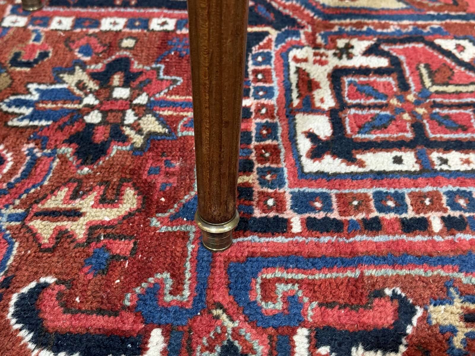 Louis XVI style bouillotte table from the 1960s in mahogany with a marble top.