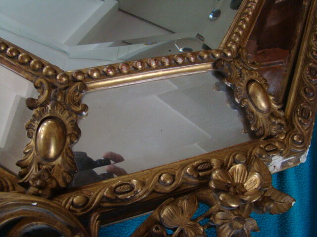 Miroir à pareclose doré fin XIX ème 130cmx85cm