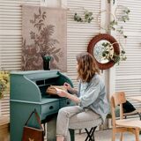 School curtain desk