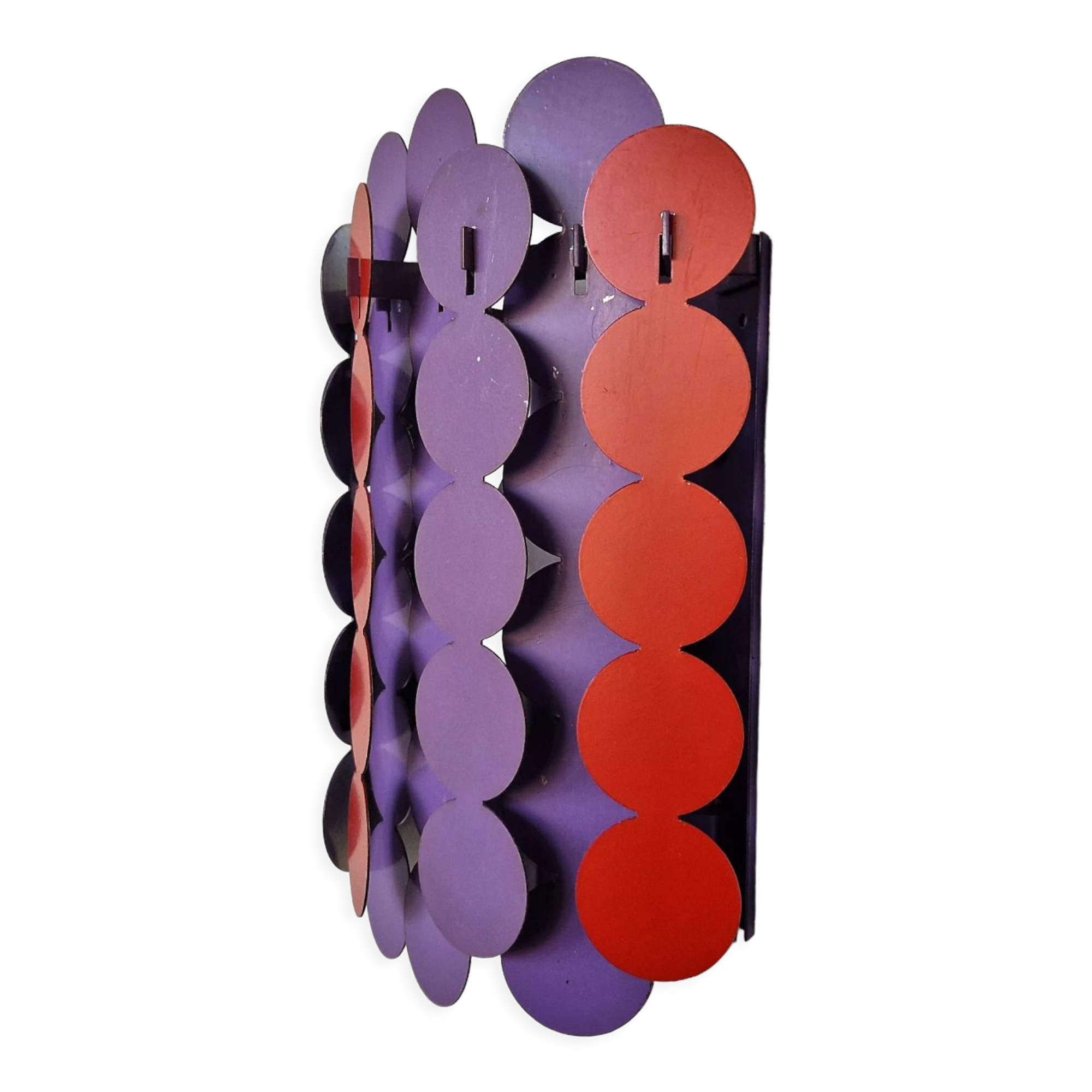 Red and purple metal strip wall lamp by Doria Leuchten, Germany 1960's/1970's
