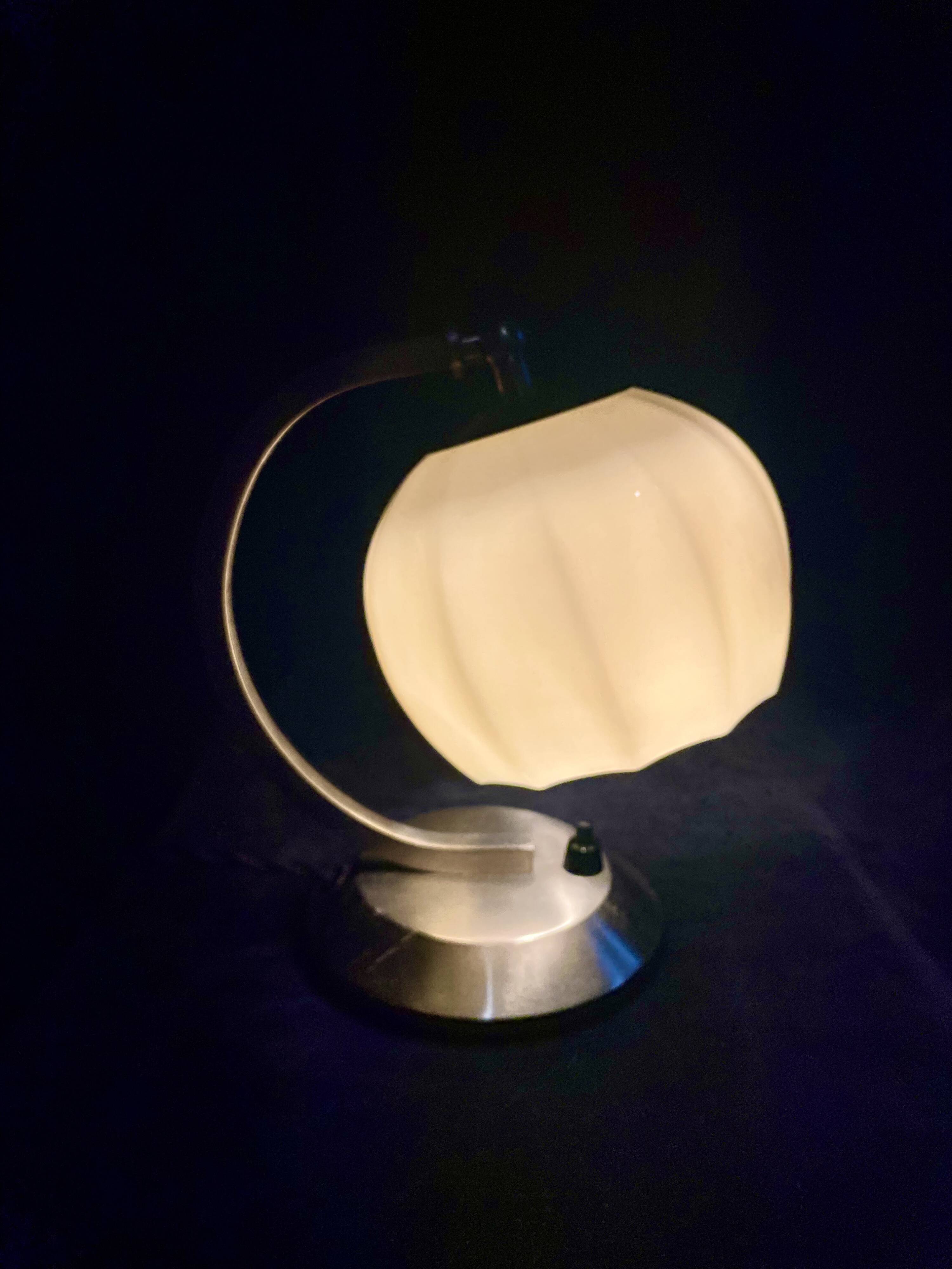 Art Deco bedside lamp, opaline/nickel brass, 1930s.