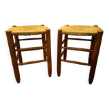 Pair of beech straw stools