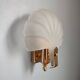 Shell-shaped wall lamp in frosted glass and vintage brass