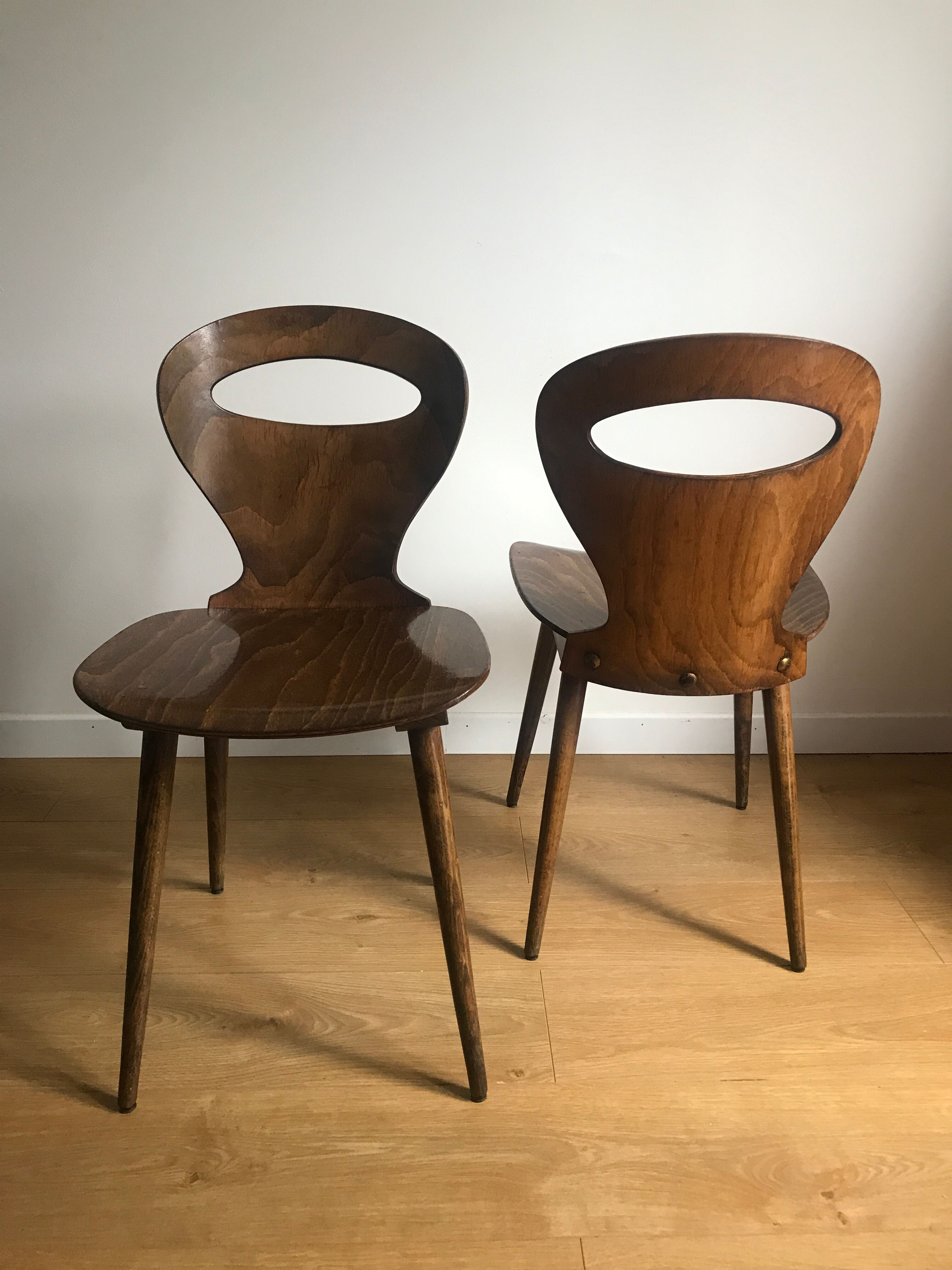 Pair of bistro chairs "rustic" model of baumann called "ant"
