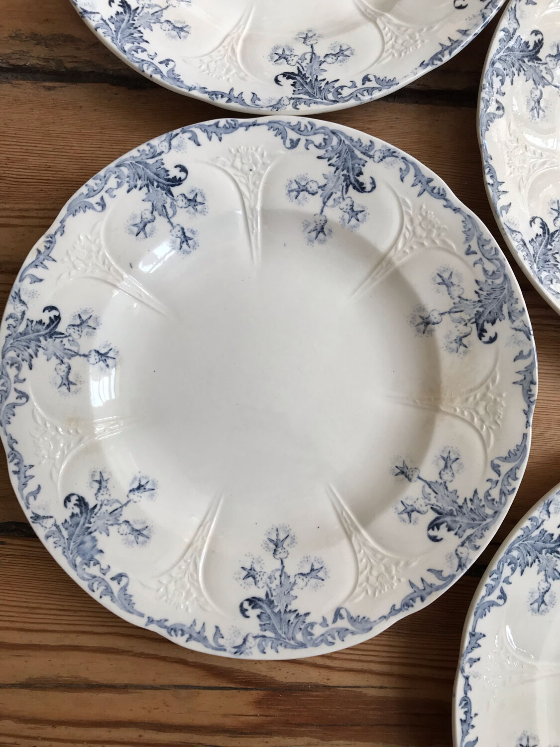 Series of 6 old Longwy flat plates